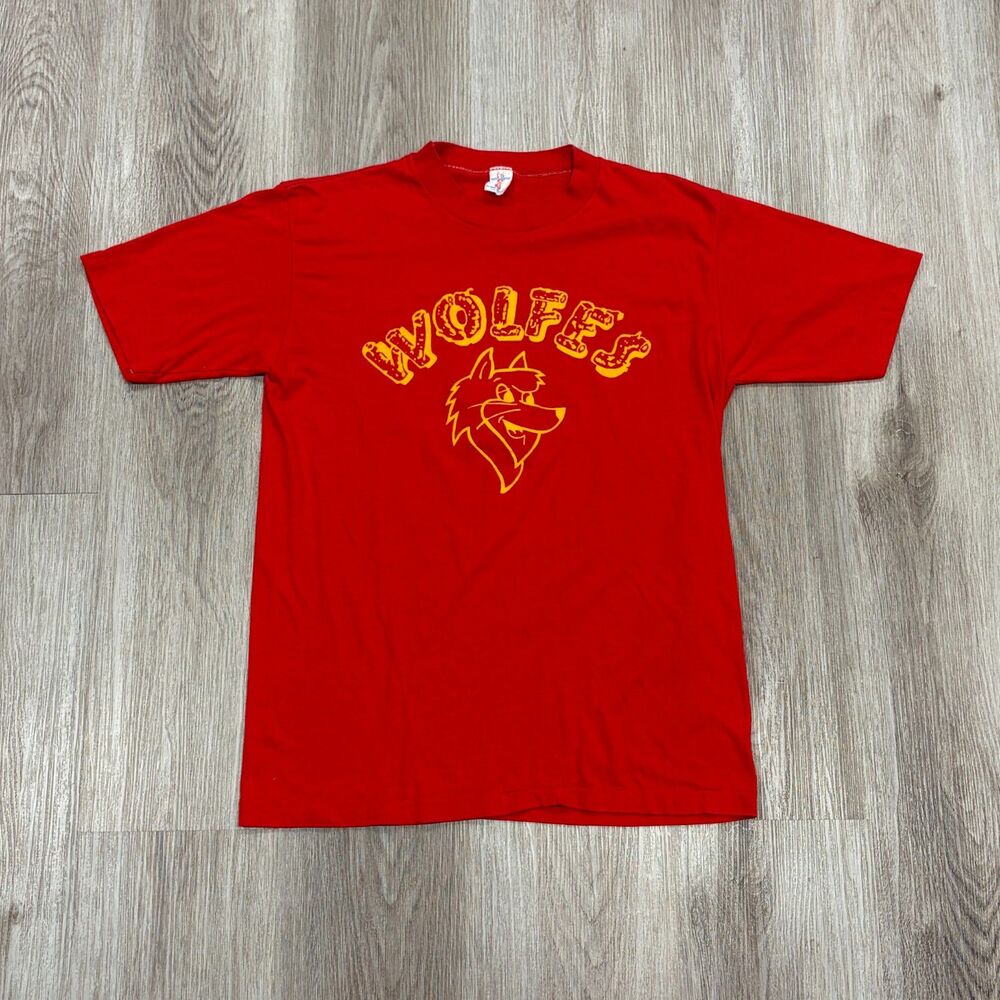 RARE Vintage 70s Wolfes Sporting Goods Utah #1 in Skiing T-Shirt Men's Large Red